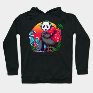 Panda Chill at the Beach Illustration Hoodie